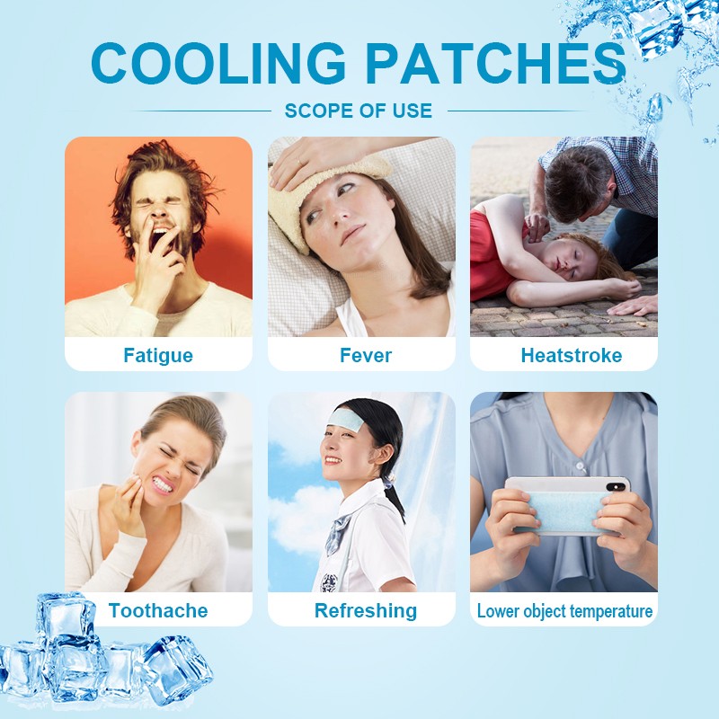 9pcs Medical Cooling Patches Adult Baby Fever Down Plaster Migraine Pad Low Temperature Patch Refreshing Sticker A208