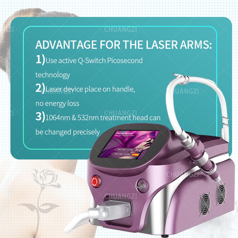 Newest High Quality Picosecond Laser Tattoo Removal Q-switch 755 1064 532nm For Tattoo Freckle Terrier Removal Pore Facial Skin Care Tool