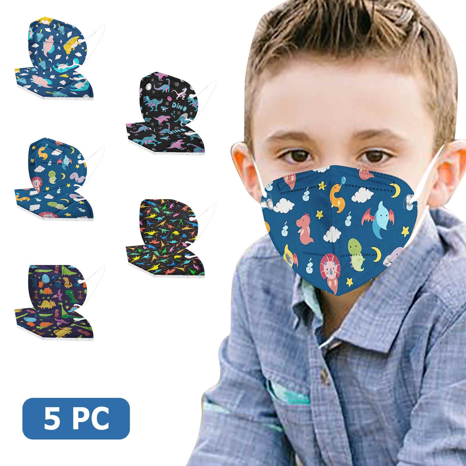 10pcs KN95 mask children mascarillas fpp2 mask cartoon dinosaur printed fish shape FFP2 CE face masks mascarillas negra