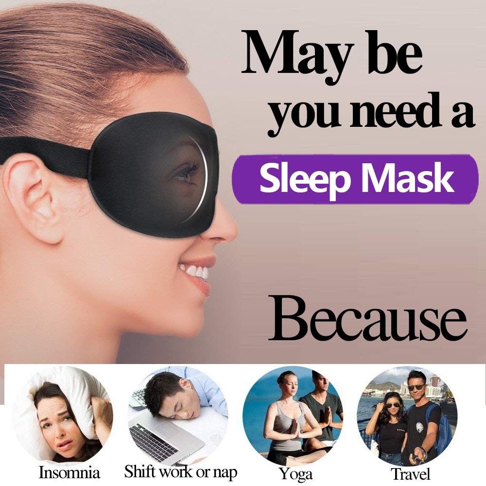 Tcare Breathable 3D Sleep Eye Masks Cotton Padded Eyes Patch Light Blocking Use for School Home Office Travel Beach Camping