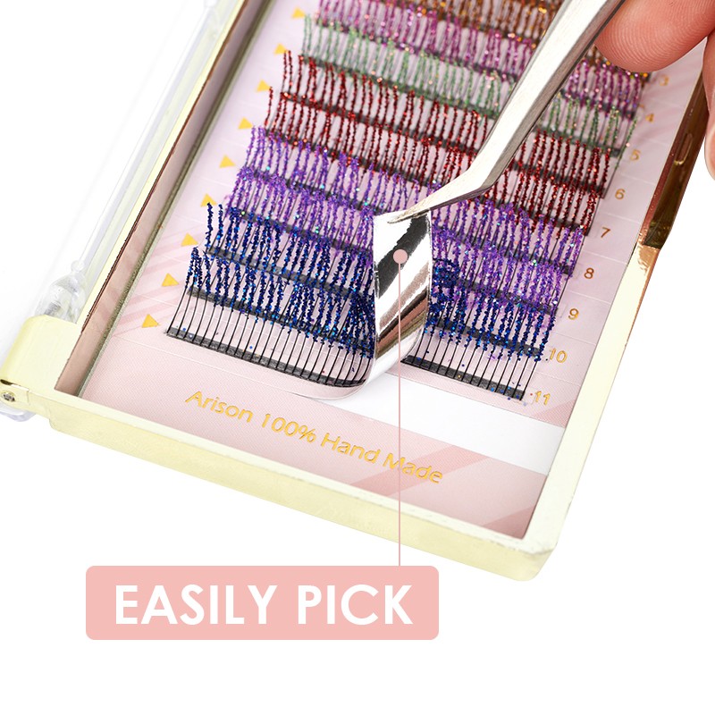 12 Strips Mix Colors Fashion Glitter Eyelash Extensions C Curl 0.15mm Shiny Colorful False Eyelash Individual Lashes For Makeup