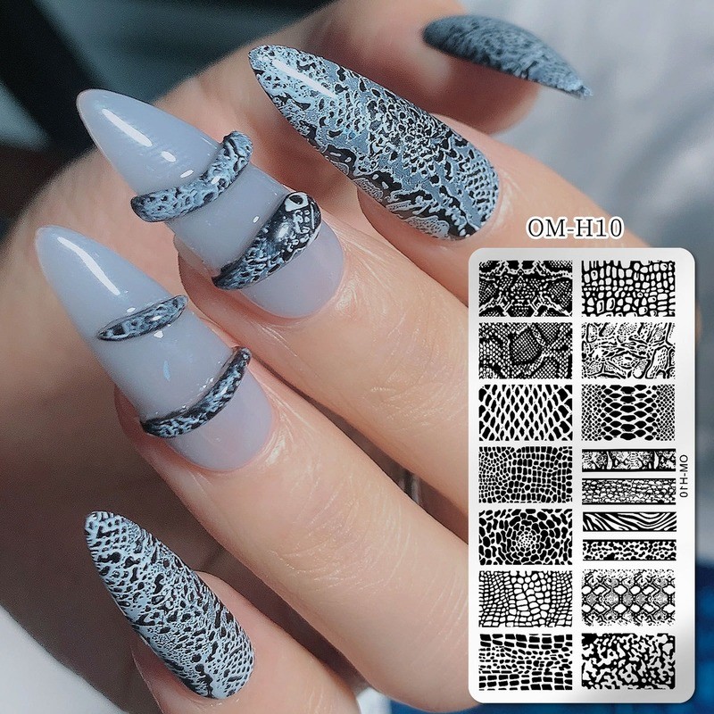 Nail Stamping Plates Natural Animal Snake Scale Flower Grass Tree Theme Image Template Nail Art Template Decoration 42 Designs