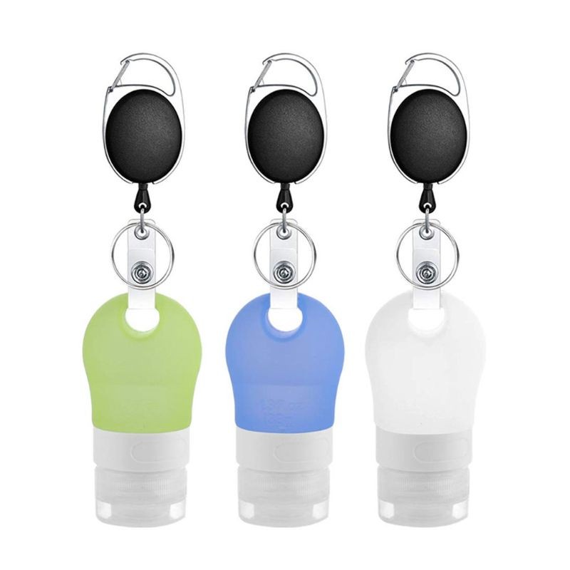 Silicone Refillable Containers Leak Proof Squeezable Reusable Hand Sanitizer Empty Travel Bottles With Key Carriers