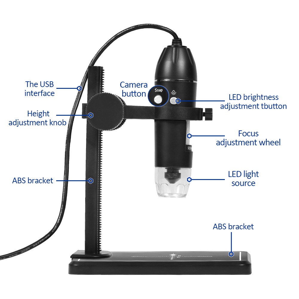 1600X Digital Microscope 3 in 1 USB Soldering Electron Microscope with 8 LEDs Camera Zoom Magnifier for PC Mac Android