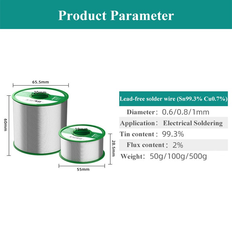 Lead Free Rosin Core Soldering Wire Electric Soldering Wire 0.6 0.8 1.0mm Solder Wire 2% Flux for Soldering Iron