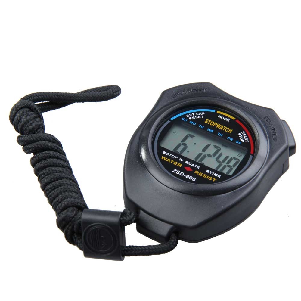 New Classic Waterproof Digital Professional Portable LCD Handheld Sports Stopwatch Timer Stop Watch With Chain For Sports