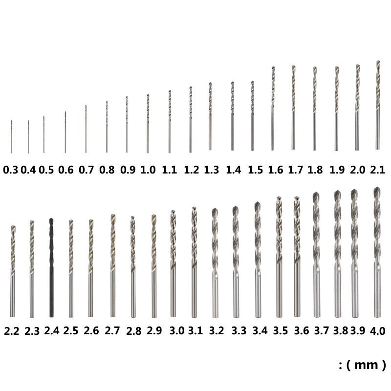 XCAN 10pcs 0.3-4.0mm High Speed ​​Steel Miniature Twist Drill Bit Set for Dremel Rotary Tool Wood/Metal Hole Cutter Mini Drill Bit