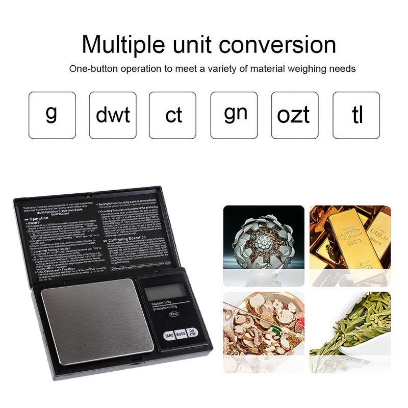 100 جرام 500 جرام x 0.01 جرام عالية الدقة الرقمية مطبخ مقياس مجوهرات الذهب التوازن الوزن جرام LCD جيب ميزان إلكتروني الترجيح