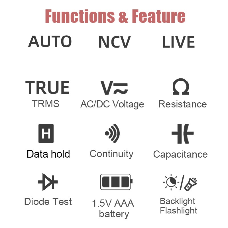 HT125B الرقمية المتعدد السيارات المدى T-RMS 600 فولت NCV الجهد متر المقاومة مكثف هرتز تستر الصوت ضوء إنذار 4000 التهم