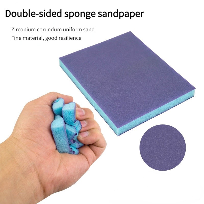 5pcs Double-sided sponge sand block blue sand sponge sand block sponge emery sanding and polishing abrasive tools