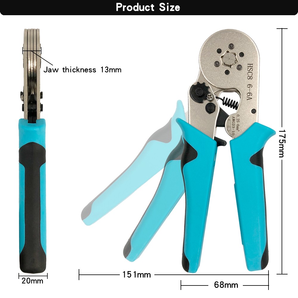 Crimping Pliers Tubular Terminal Hand Tools HSC8 6 - 4A 0.25 - 10mm2 6 - 6A 0.25 - 6mm2 Electric Small Wire Ferrule Clamp Kit