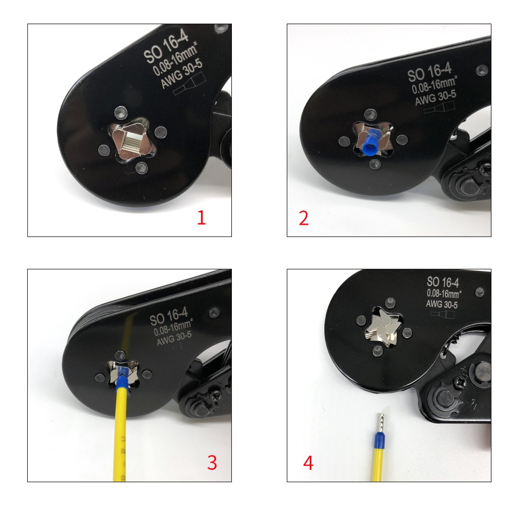 SO 16- 4 العقص كماشة محطة المكشكش أدوات 0.08 -16mm ² 30 - 5AWG الرباعي العقص من عالية الكربون الصلب الفك