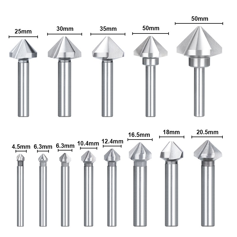 XCAN 3 Flute Chamfer Cutter 90 Degees 4.5-50mm HSS 6542 Drill Bit Drill Bit Wood Metal Hole Drill Tool Metal Cutter