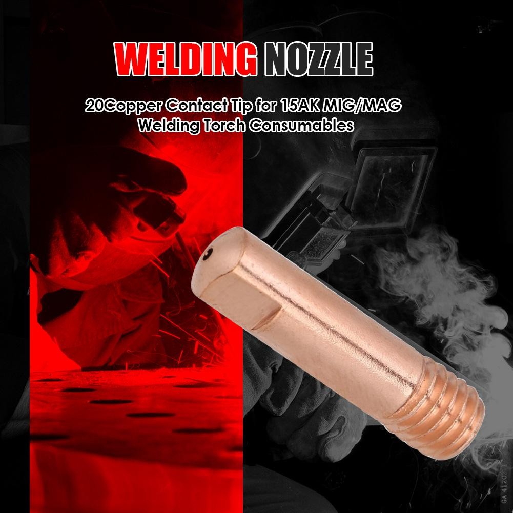 20pcs/set Welding Torch Nozzle Pipe Welding Machine Welding 0.8/1.0/1.2mm Nozzle Contact Tip for MIG Mag Welding Torch Nozzle Gas Diffuser