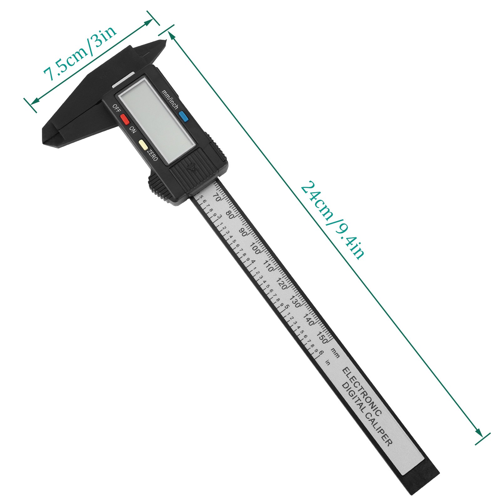 Electronic digital caliper digital caliper plastic fiber body with 0-6 inch/mm large LCD display vernier caliper