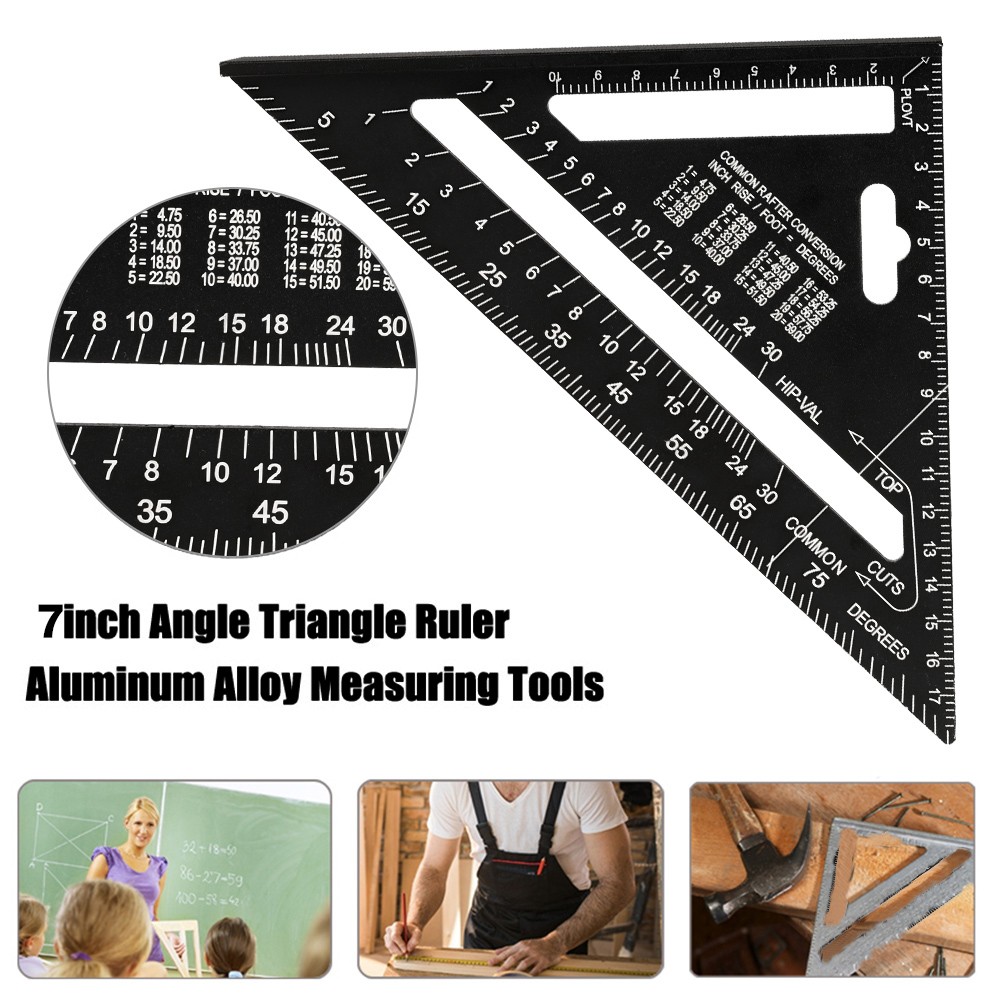 Triangle Ruler 7 Inch Aluminum Alloy Angle Protractor Velocity Metric Square Measuring Ruler for Building Tools Framing Gauges