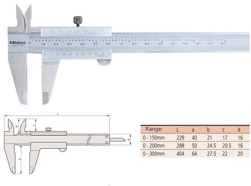 Mitutoyo CNC Vernier Caliper 530-118 8" 0-200mm Vernier Caliper Stainless Steel Inside Out Depth Step Metric Measurements