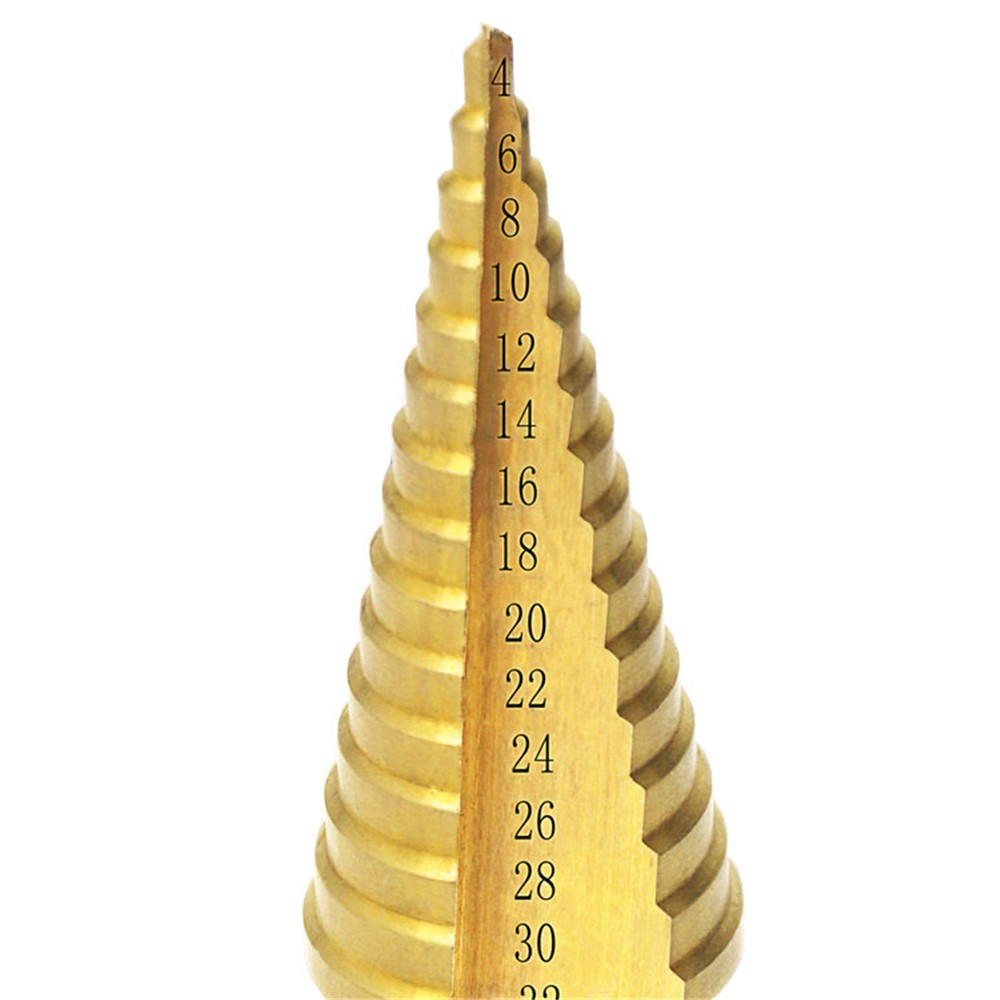 1pc 4-32mm HSS Titanium Coated Step Drill Bit Drill Power Tools Metal High Speed ​​Steel Wood Hole Cutter Step Cone Drill