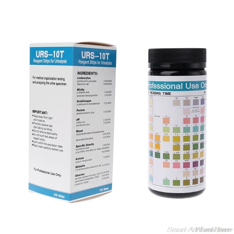 100 Strips URS-10T Urinalysis Reagent Strips 10 Urine Parameters Test Strip Leukocytes Nitrite Polybilinogen Protein pH