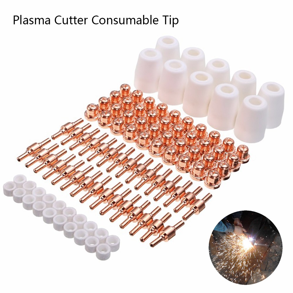 100pcs Plasma Cutter Electrode And Nozzle Kit Consumable Accessories For PT31 CUT 40 50 Plasma Cutter Welding Tools