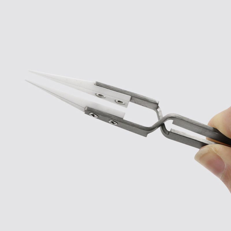 Stainless Steel Ceramic Tweezers, Magnetic Acid Resistant Tweezers, Precision Clamp, Contrasting Conical Elbow, Direct Connection