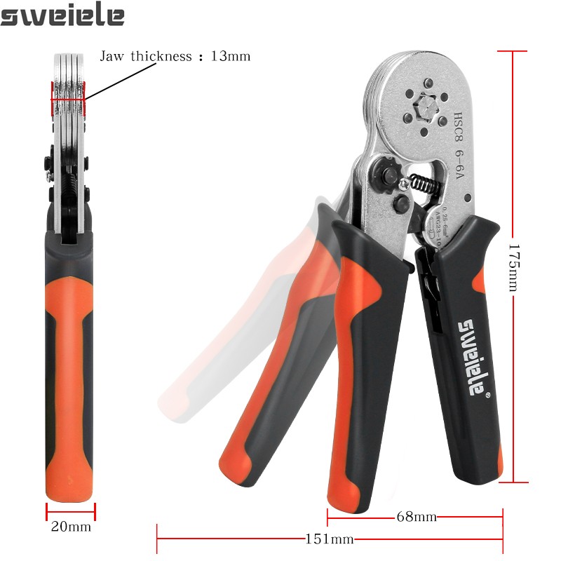 أنبوبي محطة العقص أداة العقص كماشة HSC8 6-4A/6-6A/16-6 (ماكس 0.08-16mm ²) الكهربائية أسلاك صغيرة الطويق المشبك عدة