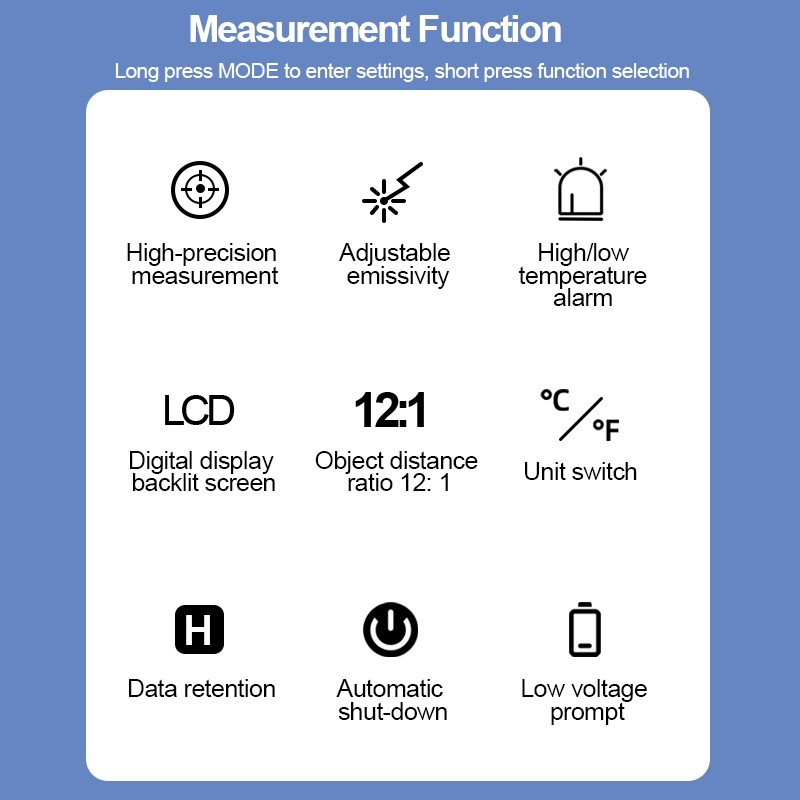 ترمومتر ليزر عدم الاتصال مقياس الحرارة الأشعة تحت الحمراء بندقية مقياس الحرارة الرقمية 600 ℃ LCD مقياس الحرارة ℃/℉ إنذار الضوء