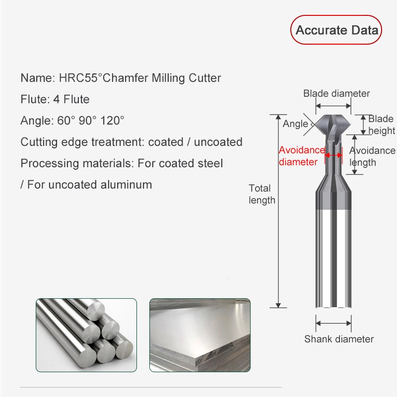 Tungsten carbide steel chamfering cutter 60 120 90 degree up and down double-sided machining coated milling cutter chamfering tools