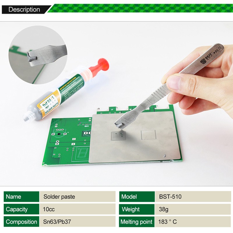 38g Tin Soldering Paste Welding Supplies Melting Point Medium Temperature 183C No Clean Liquid Syringe Flux Soldering Repair Tools