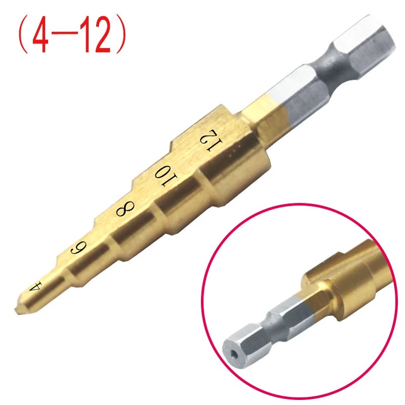 3pcs HSS Titanium Drill Bit 4-12 4-20 4-32 Drill Metal Power Tools High Speed ​​Steel Wood Hole Cutter Cone Drill