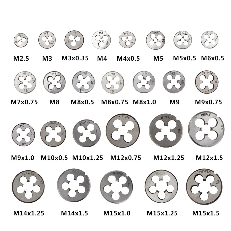 Hampton Alloy Steel 1pc Steel Round Die Threading Metric Die Right Hand Die M2 M2.5 M3 M4 M5 M6 M7 M8 M9 M10 M12 M14 M15 M16 Die