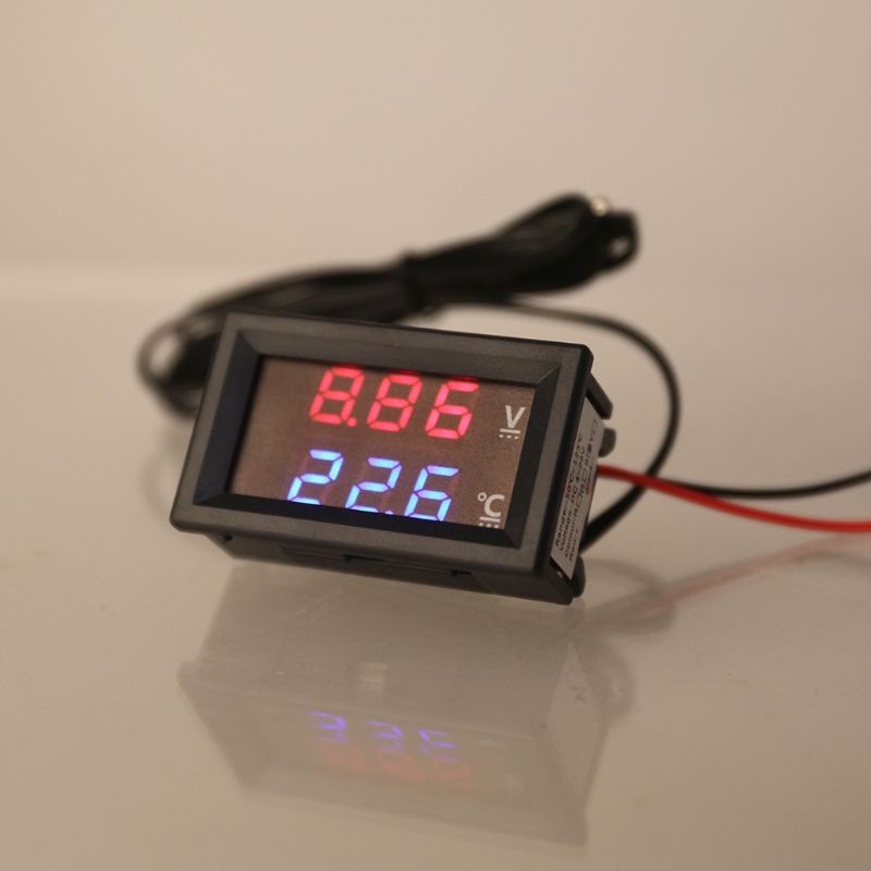 12V/24V LED Display Car Voltage and Water Temperature Gauge Voltmeter Thermometer