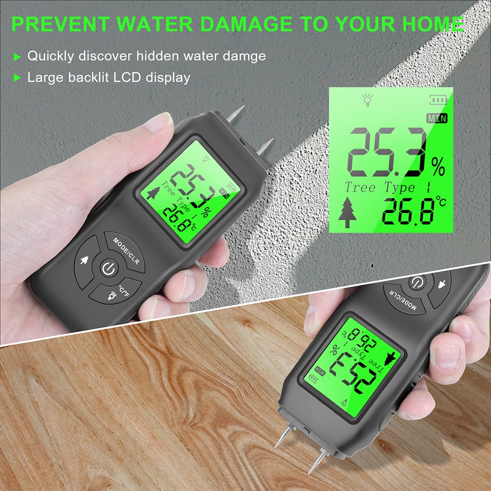 Portable Wood Hygrometer Hygrometer Timber Humidity Detector Tree Density Digital Wood Humidity Tester