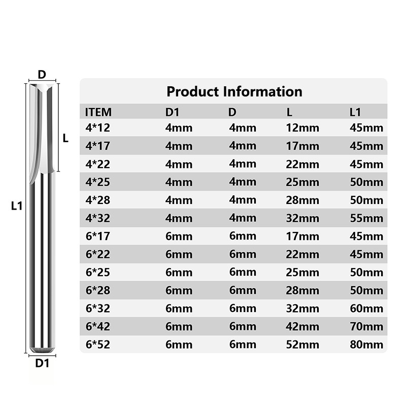 XCAN 1pc 4mm/6mm Shank 2 Flute Straight End Mill Carbide CNC Router Bit Engraving Bit Straight Slot Milling Cutter