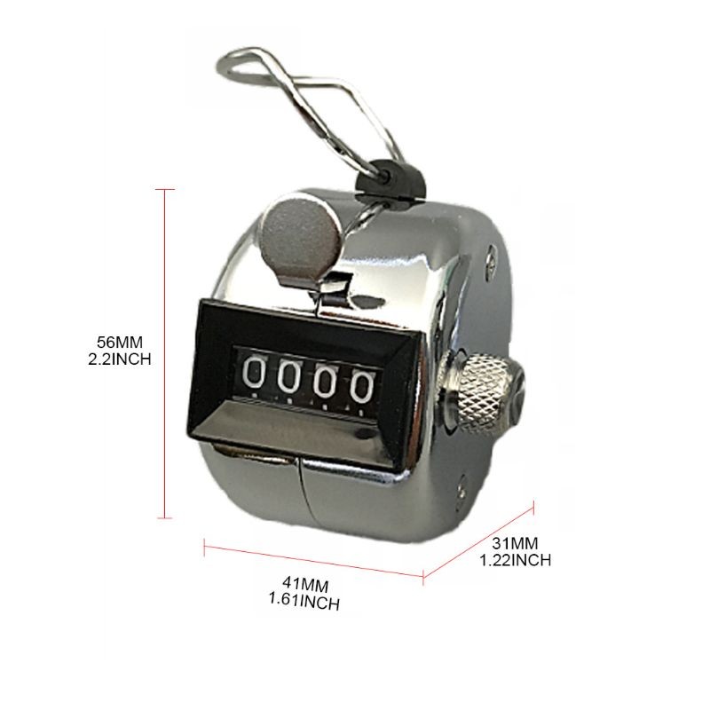 Stainless Steel Hand Recorder Counter 4 Digit Mechanical Clicker With Finger Ring M19 20 Dropship