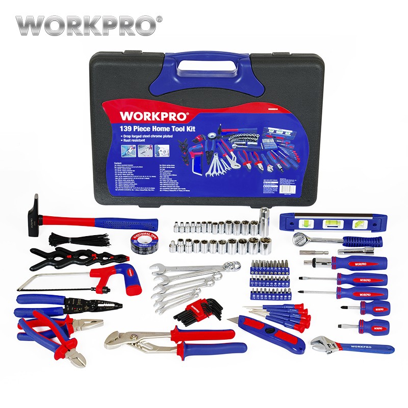 WORKPRO 139pcs Household Tool Kit Household Screwdriver Set Pliers Sockets Wrench