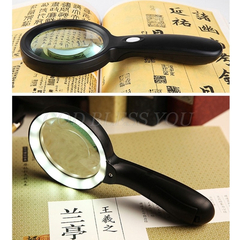 Lighted Magnifying Glass-10X Hand Held Large Magnifying Reading Glasses with 12 LED Luminous Light for Seniors, Repair, Coins