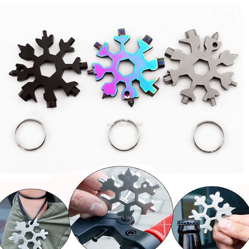 18 in 1 snowflakes stainless steel multi-tool tool 18 in 1 multi-function snowflake tool multi-purpose wrench