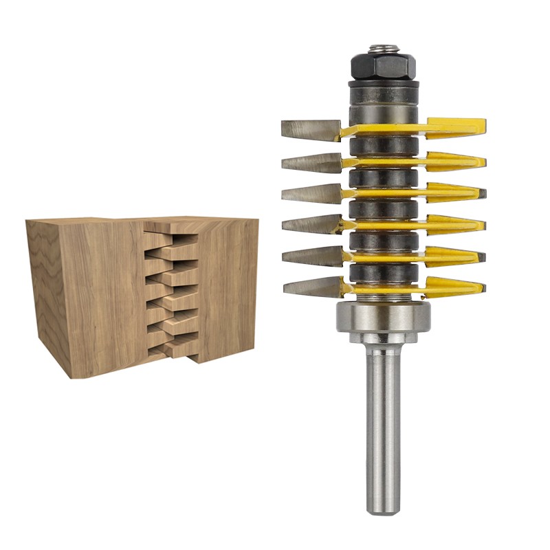 XCAN-Adjustable Finger Joint Bits 8mm, 1/2, Reversible Rod, Finger Joint, Glue Router, Cone Bits Tongue Wood Router Bit