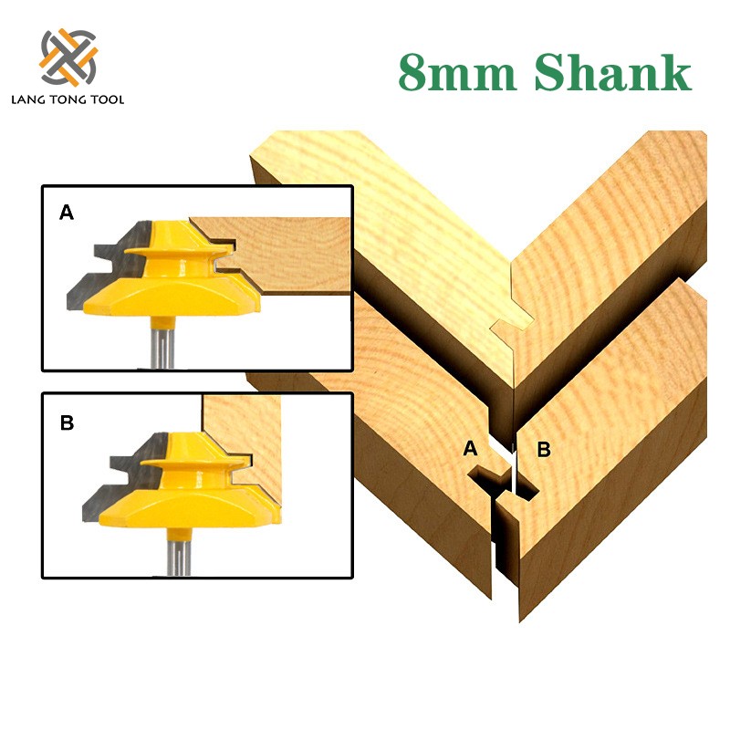 Milling Cutter 3pcs 45 Degree Lock Miter Router Bit 1/2 Medium Stock Miter Lock Milling Bit Wood Carving Knife Tenon LT102