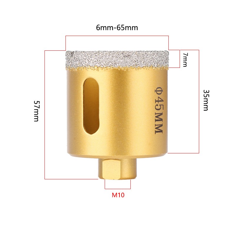 M10 Thread Vacuum Brazed Dry Diamond Drill Core Bits Ceramic Hole Saw Granite Marble Porcelain Brick Drill Bit Tools 1pc