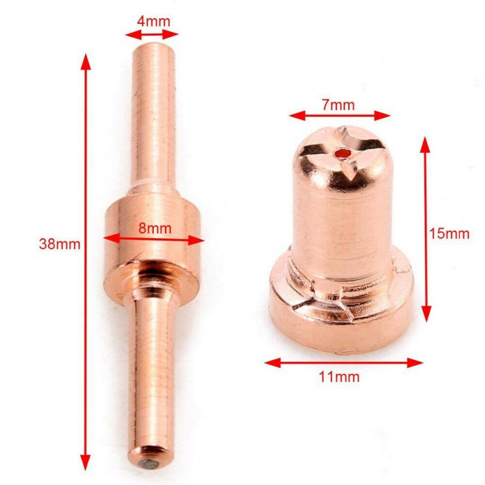 20/40/60pcs Red Copper Consumables Extension Long Tip Electrodes and Long Nozzles for PT31 LG40 40A Air Plasma Cutter