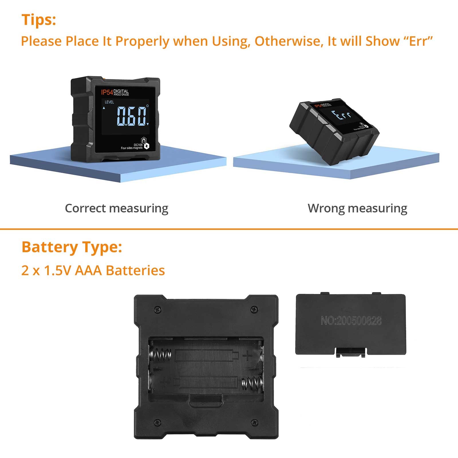 Newtech Box Level Digital Angle Protractor Level Finder Bevel Gauge Clinometer With Backlight Based Magnetic Waterproof