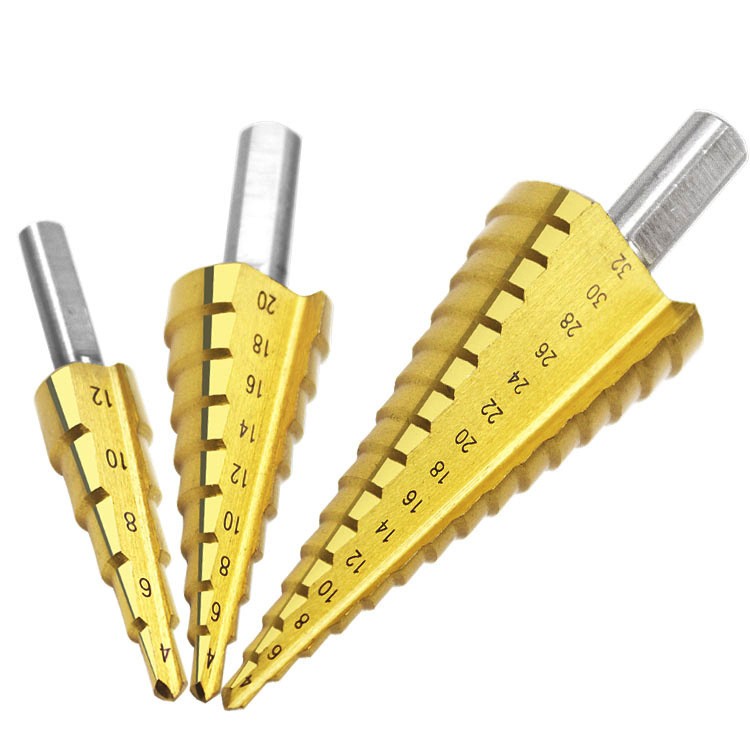 3-12mm 4-12mm 4-20mm Step Cone Drill Bit Hole Cutter Preferred Tool Hex Shank Step Drills Shank Coated Metal Drill Bit for Metal Wood