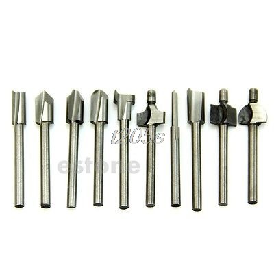 HSS Router Bits Wood Cutter Milling Fits Dremel Rotary Tool Set 10pcs 1/8" 3mm Q17 Dropship