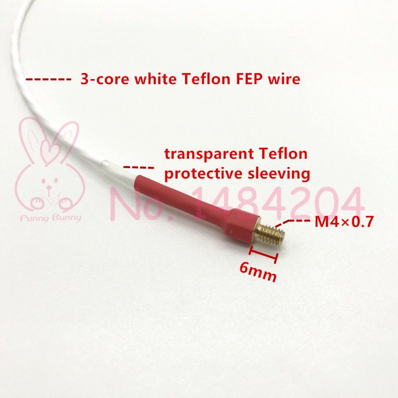 High Precision PT100 Temperature Sensor Class A RTD Probe M4 Brass Screw Thread 6mm 3-Core FEP Wire 750mm for Coffee Machine