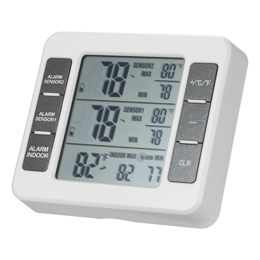 LCD Digital Thermometer Thermometer Weather Station Indoor Outdoor + Wireless Transmitter With C/F Max Min Value Display