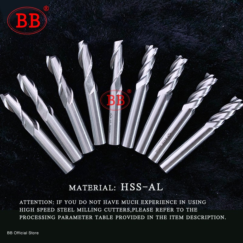 BB End Mills High Precision HSS Metal Cutter Co8 Cobalt D1-32mm 2 3 4 Flutes Teeth Aluminum Milling Tool Key Seats Router Bit