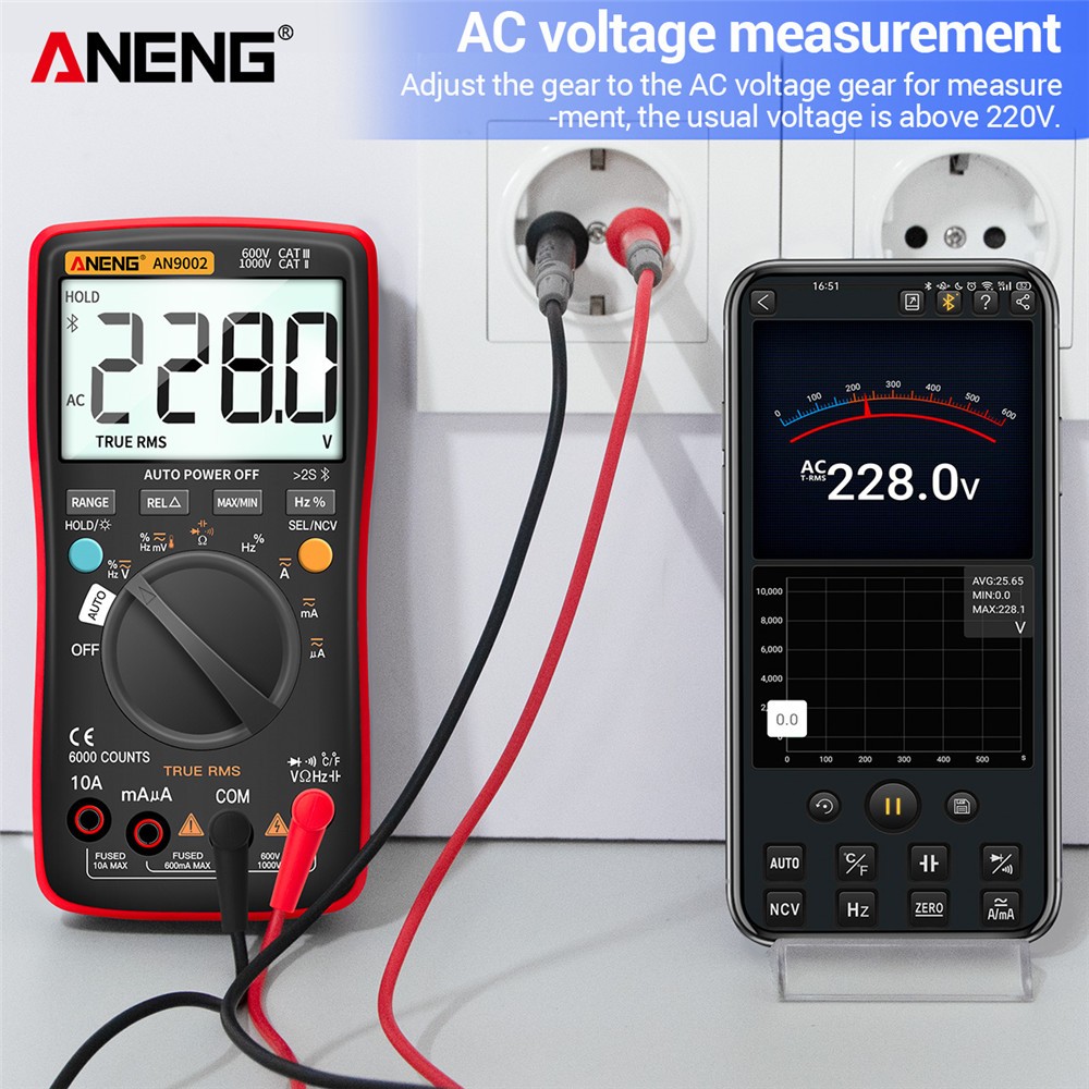 ANENG AN9002 Bluetooth Digital Multimeter 6000 Counts Professional Multimeter RMS AC/DC Voltage Tester Current Auto Range