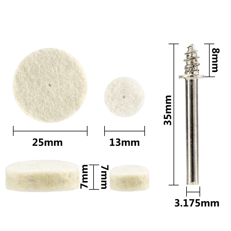 XCAN-عجلة تلميع صوف ، 76 قطعة ، عجلة تلميع لباد ناعمة ، ملحقات مختلطة لأداة Dremel الدوارة